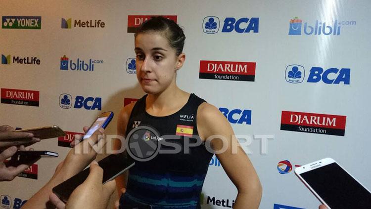 Carolina Marin usai pertandingan di Indonesia Open 2017.