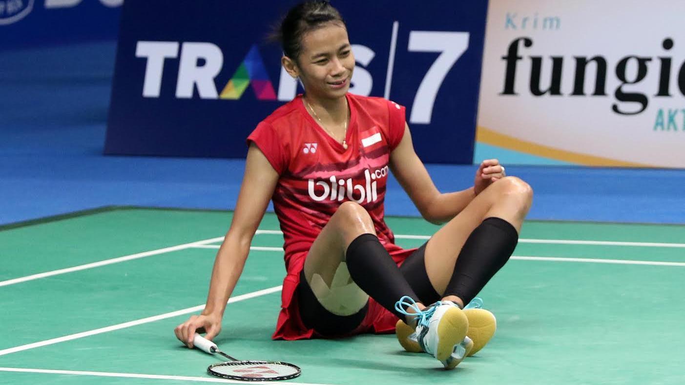 Dinar Dyah Ayustine di babak pertama Indonesia Open 2017.