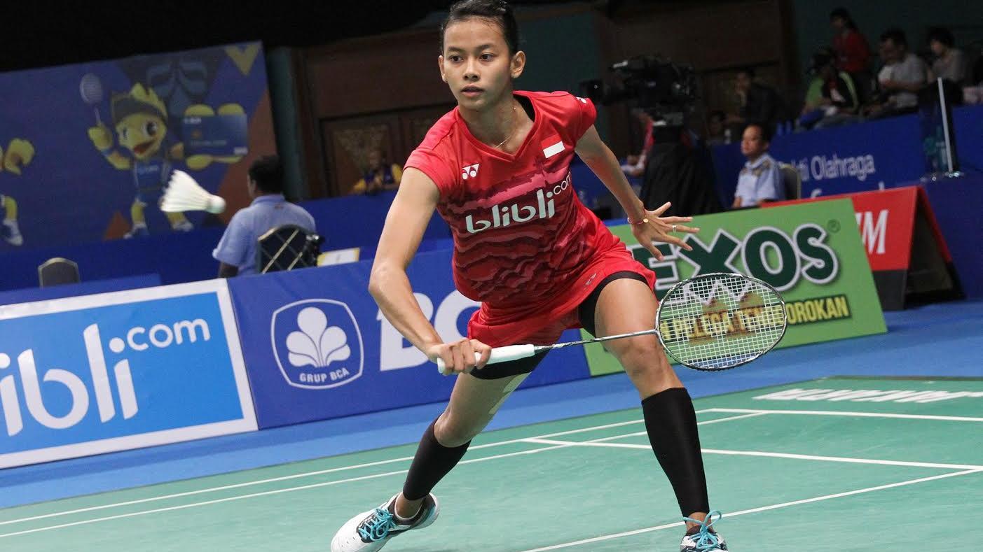 Dinar Dyah Ayustine di babak pertama Indonesia Open 2017.