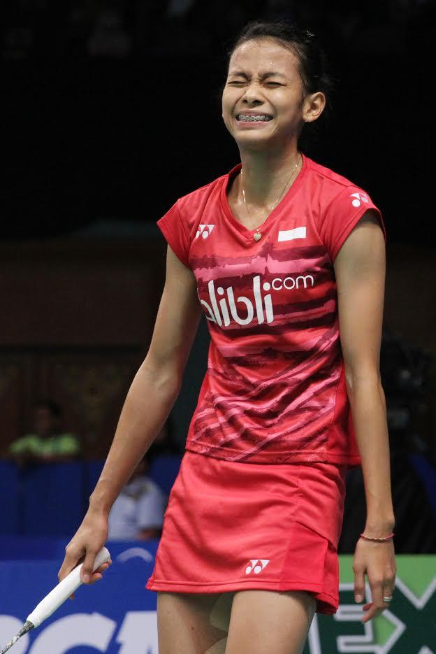 Dinar Dyah Ayustine di babak pertama Indonesia Open 2017. Copyright: PBSI