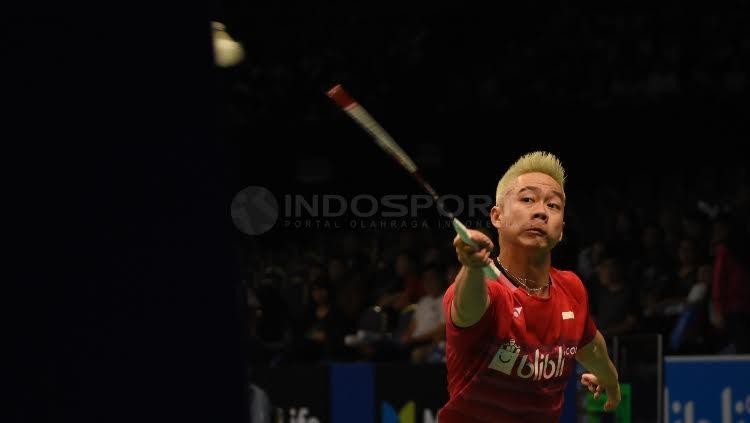 Kevin Sanjaya/Marcus Gideon saat bertanding di babak pertama Indonesia Open 2017.