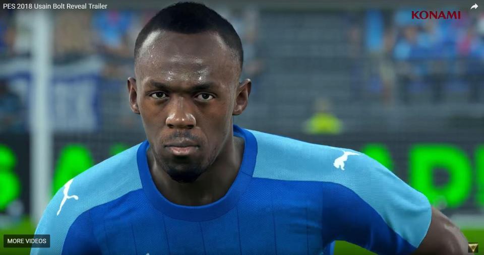 Usain Bolt akan masuk dalam game PES 2018. Copyright: Youtube/OfficialPES