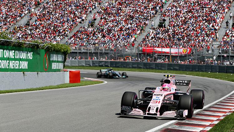 Esteban Ocon saat dalam lintasan balap GP Kanada. Copyright: INDOSPORT