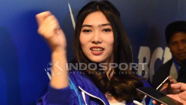 Isyana Sarasvati ketika datang ke Indonesia Open 2017.