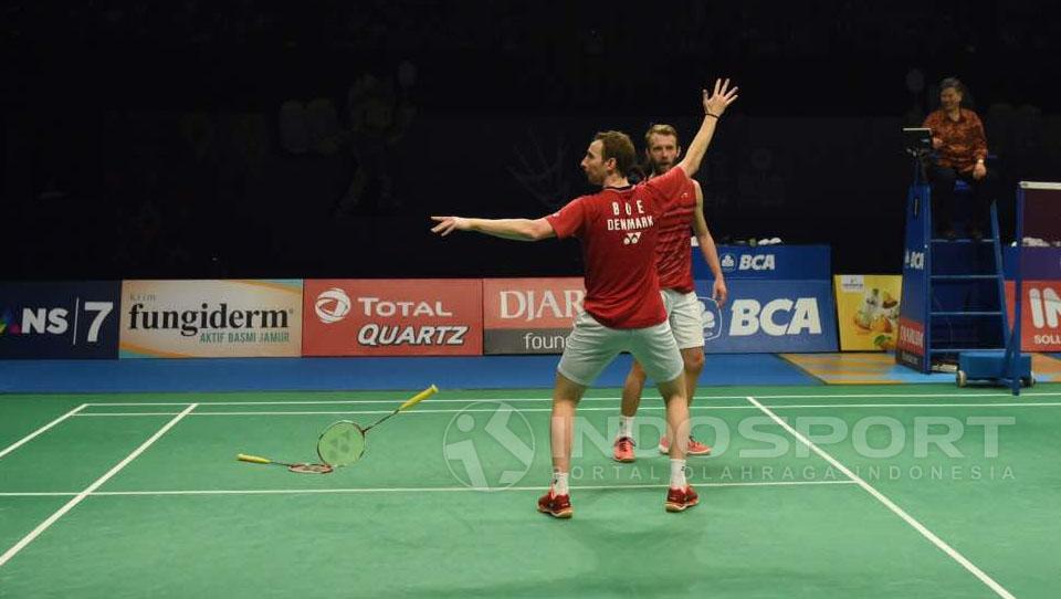 Mathias Boe dan Carsten Mogensen Copyright: Herry Ibrahim/Indosport.com