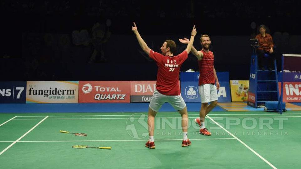 Mathias Boe dan Carsten Mogensen Copyright: Herry Ibrahim/Indosport.com