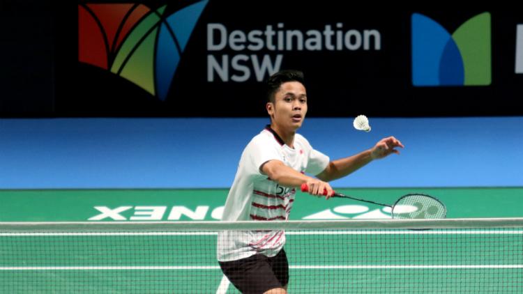 Anthony Ginting ditumbangkan wakil China, Chen Long. Copyright: PBSI