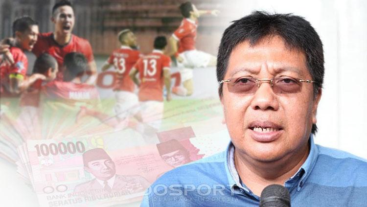 Direktur utama Persija Jakarta Gede Widiade, menyatakan Persija Jakarta tidak ada kata telat gajian. Copyright: INDOSPORT