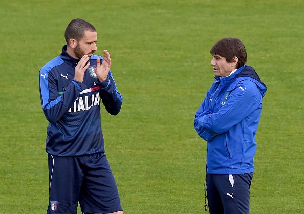 Antonio Conte dan Leonardo Bonucci ketika memperkuat Timnas Italia. Copyright: Getty Images