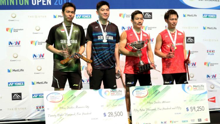 Hendra Setiawan/Tan Boon Heong menjadi runner up Australia Open 2017. Copyright: Humas PBSI
