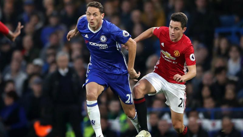 Nemanja Matic ketika berhadapan dengan Ander Herrera. Copyright: INDOSPORT