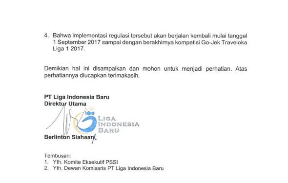 Regulasi baru untuk Liga 1 2017 Copyright: istimewa