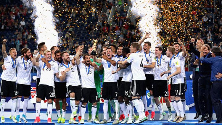 Kegembiraan pemain timnas Jerman meraih piala konfederasi.