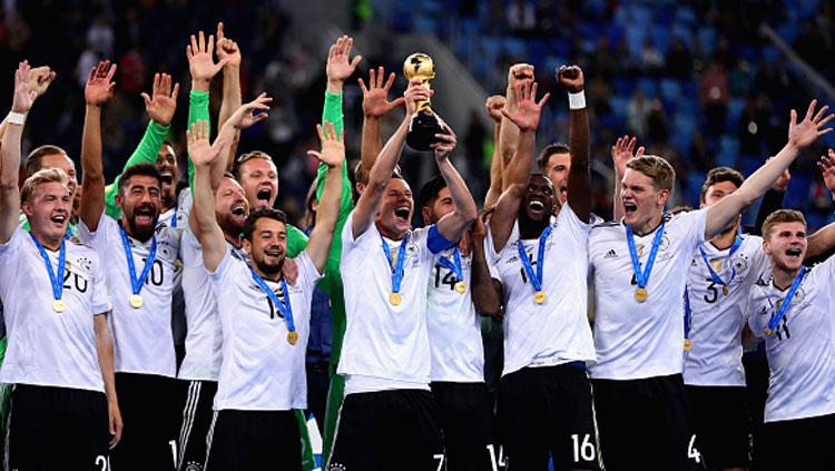 Kegembiraan wajah para pemain timnas Jerman.