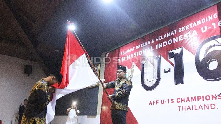 Pemain Timnas U-16 saat dilepas secara resmi oleh PSSI. Copyright: Herry Ibrahim/Indosport