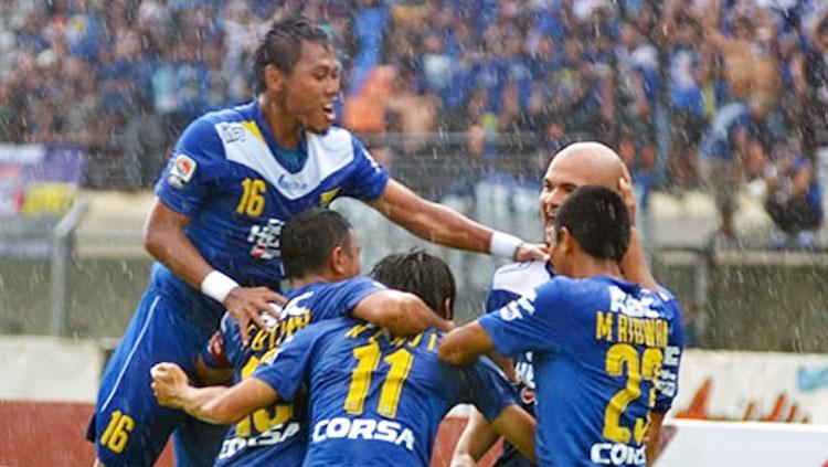 Selebrasi pemain Persib Bandung.