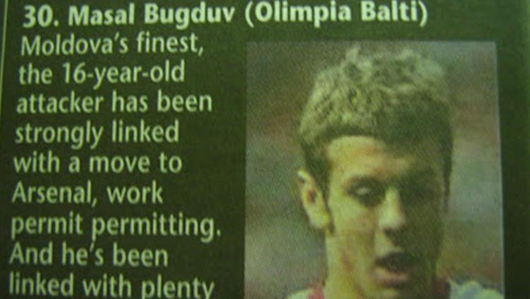 Masal Bugduv, pemain fiktif yang dikaitkan dengan Arsenal. Copyright: RedCafe.net