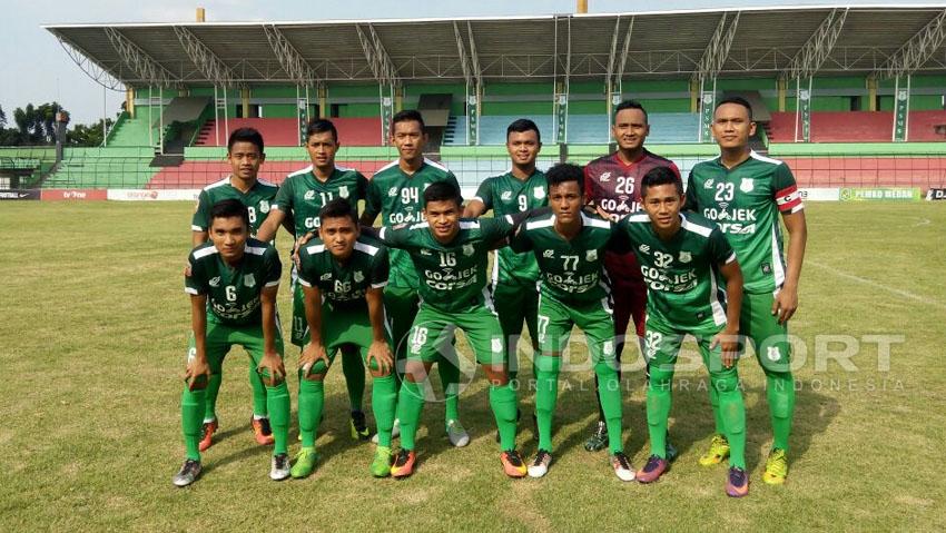 Skuat PSMS Medan di Stadion Teladan.