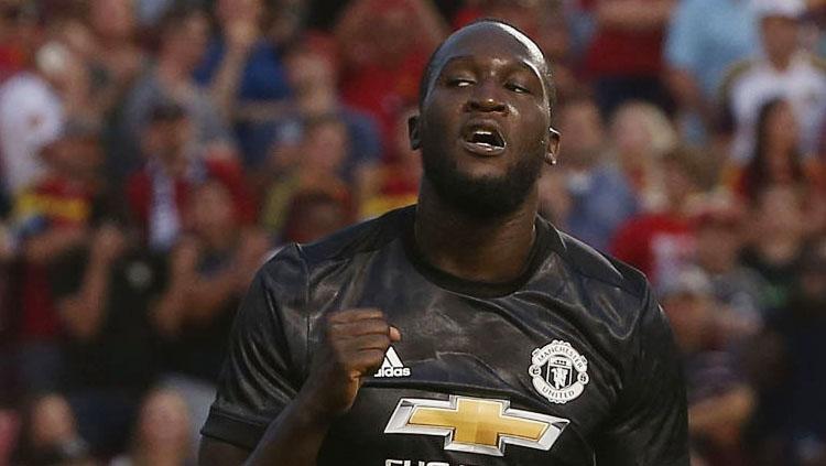 Romelu Lukaku selebrasi usai cetak gol ke gawang Real Salt Lake pada menit ke-38'.
