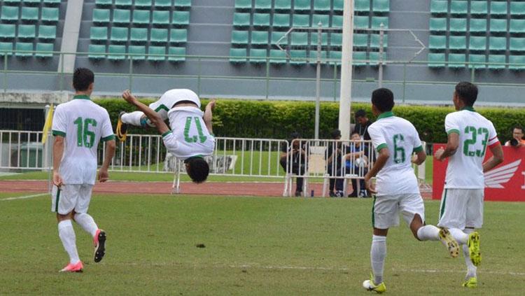 Selebrasi pemain Timnas Indonesia U-22. Copyright: Twitter@Didi_Yasher