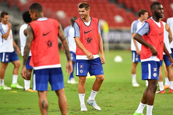 Alvaro Morata saat ikut sesi latihan bersama Chelsea. Copyright: INDOSPORT