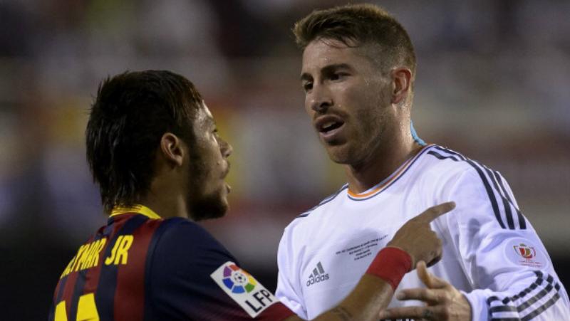 Neymar dan Sergio Ramos ketika membela klub masing-masing. - INDOSPORT