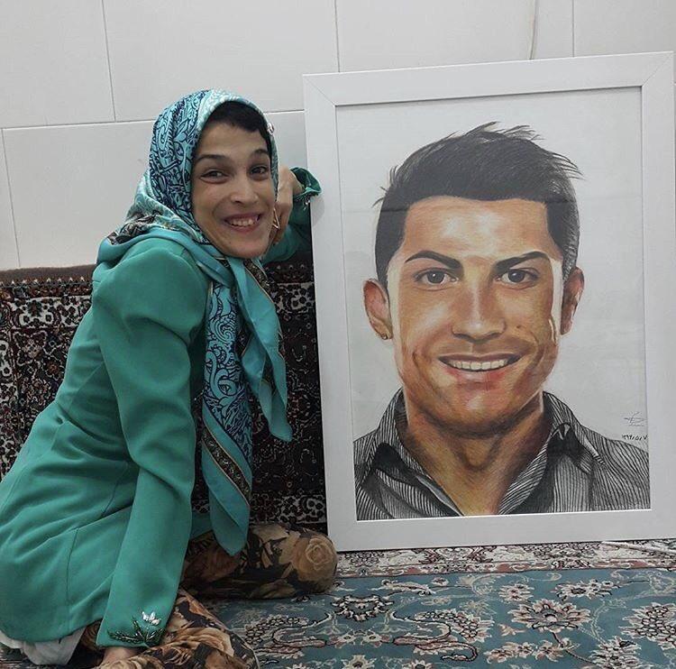 Lukisan Cristiano Ronaldo yang dibuat Fateme Hamami. Copyright: Tribuna.com