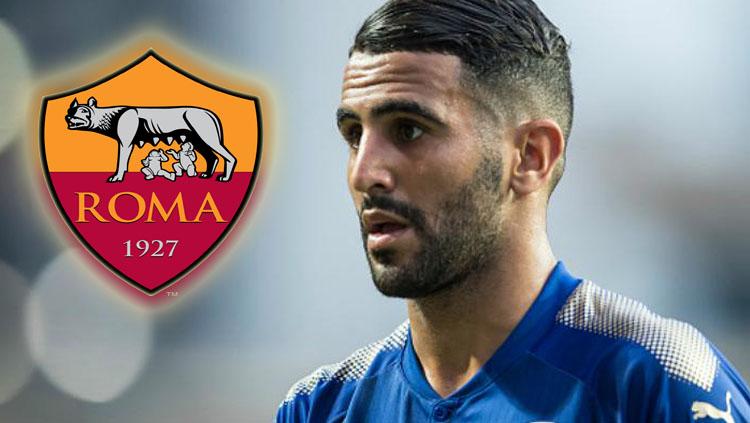 Gelandang Leicester City, Riyad Mahrez dikabarkan tengah tes medis di AS Roma. Copyright: INDOSPORT