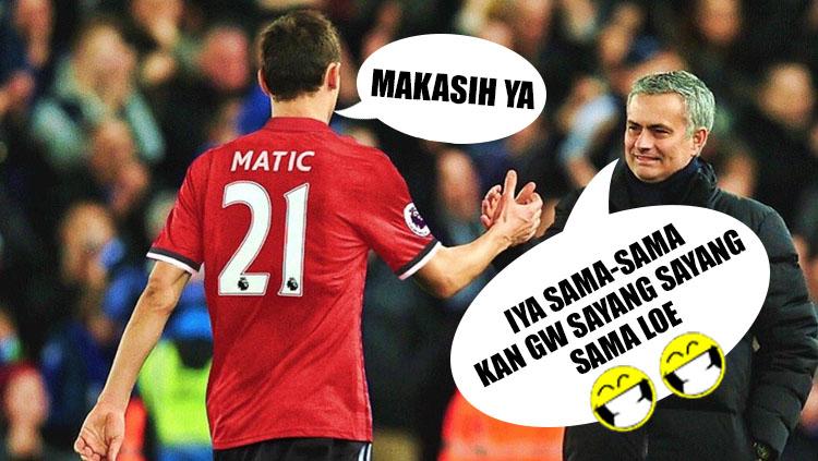 Nemanja Matic dan Jose Mourinho.