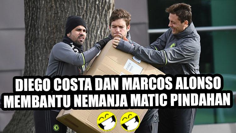 Nemanja Matic, Diego Costa dan Marcos Alonso.