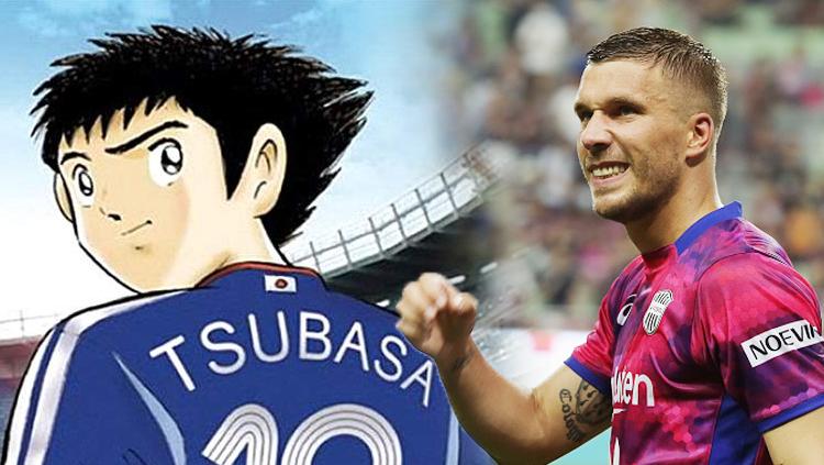 Lukas Podolski dan Tsubasa.