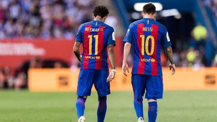 Lionel Messi dan Neymar. Copyright: Indosport