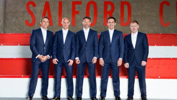 Para legenda Manchester United selaku pemilik Salford City, calon rival baru Manchester City di League Two (Divisi Empat Liga Inggris). - INDOSPORT