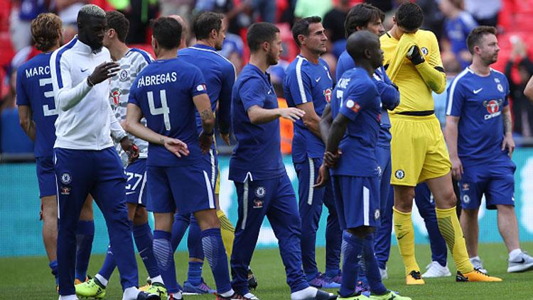 Kesedihan diperlihatkan tim dan pemain Chelsea karena gagal memenangkan Community Shield 2017.