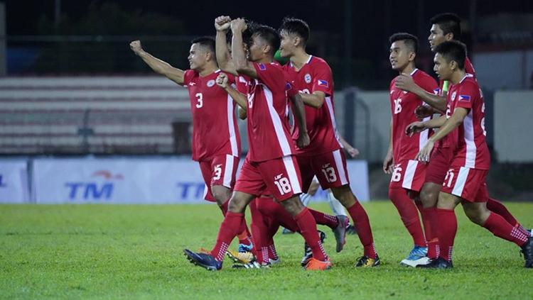 Kegembiraan skuat Filipina usai kalahkan Kamboja 2-0 di Grup A SEA Games 2017. Copyright: the-afc.com