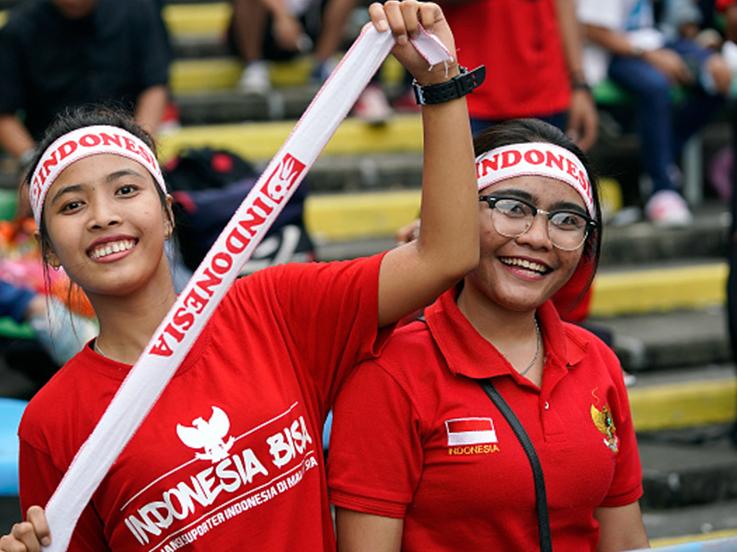 Suporter Indonesia di SEA Games 2017. Copyright: Getty Images