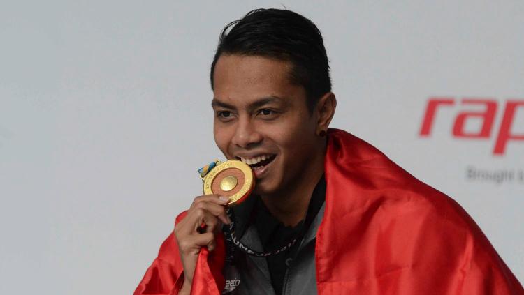 I Gede Siman Sudartawa di podium SEA Games 2017. Copyright: PRSI/Dhana Kencana