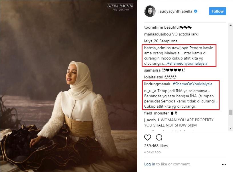 Akun Instagram Laudya Chintya Bella diserang warganet. Copyright: Instagram/@laudyacynthiabella