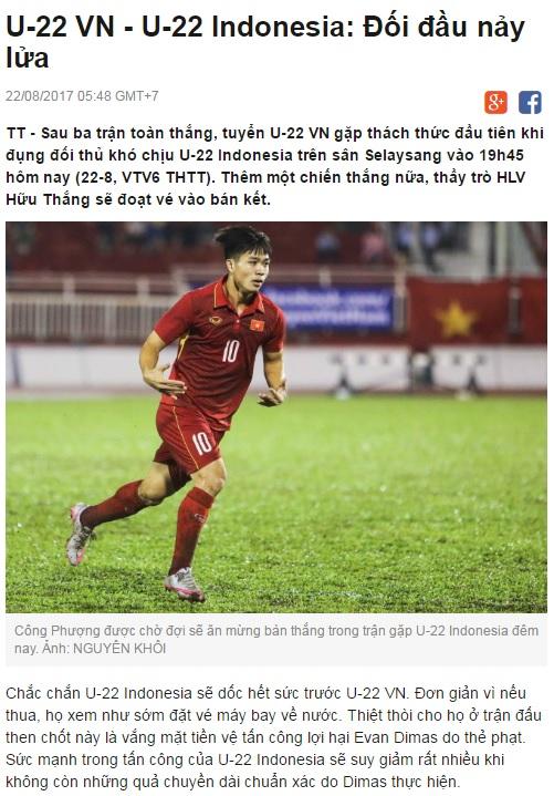 Berita Media Vietnam soal absennya Evan Dimas. Copyright: The Thao