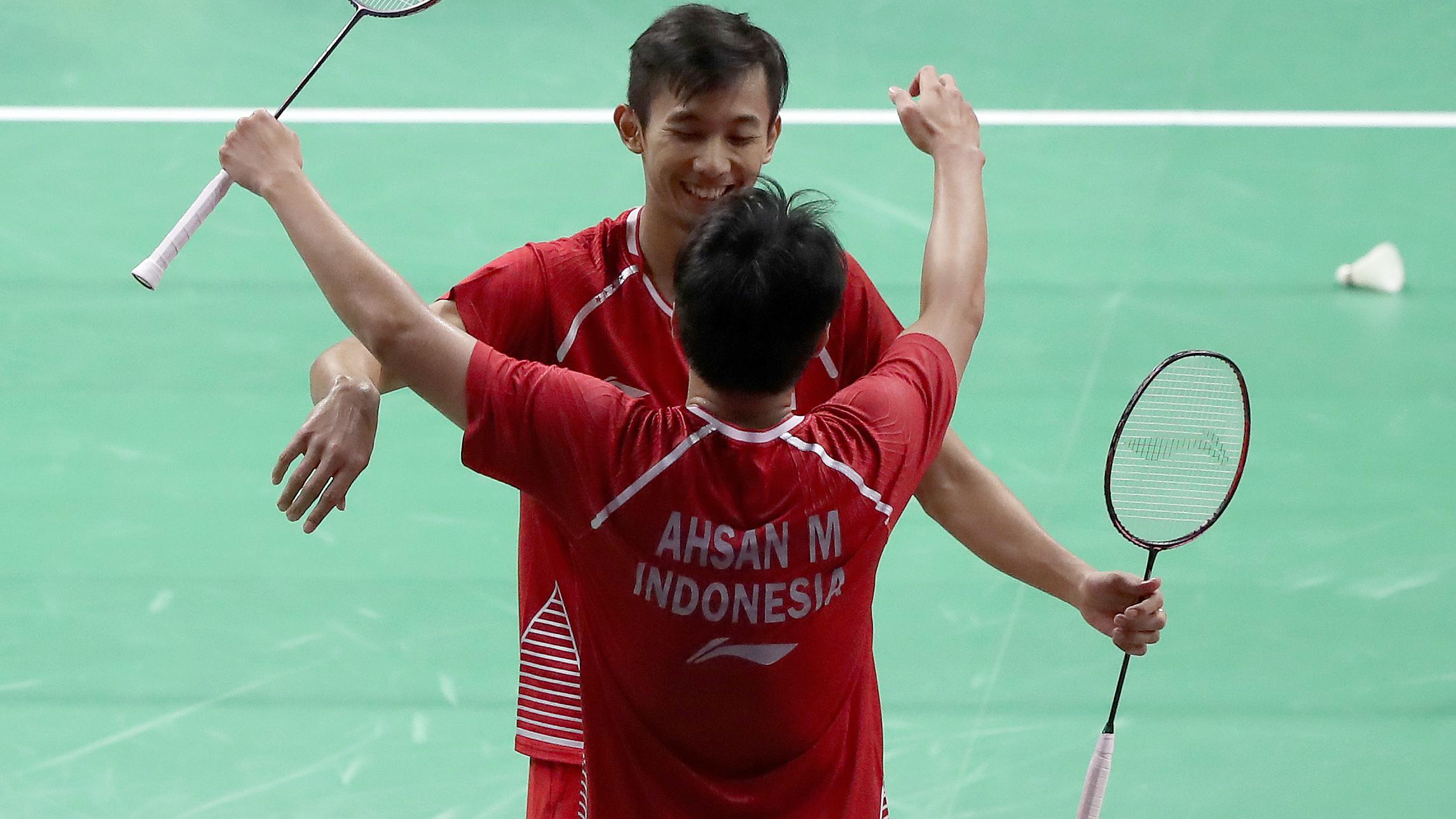 Mohammad Ahsan/Rian Agung Saputro saat melawan Li Junhui/Liu Yuchen. Copyright: Humas PBSI