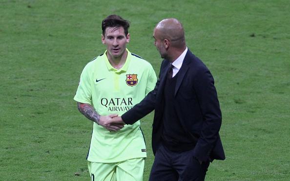 Lionel Messi dan Pep Guardiola, saat masih melatih Barcelona. Copyright: INDOSPORT