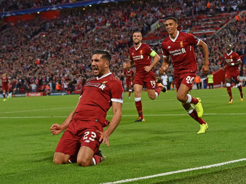 Selebrasi Emre Can pasca mencetak gol kedua ke gawang Hoffenheim. Copyright: INDOSPORT