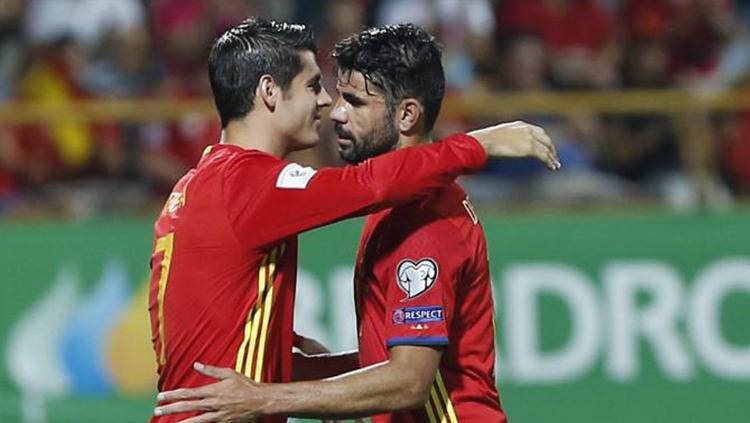 Diego Costa dan Alvaro Morata, striker asal Spanyol. Copyright: soccersouls.com