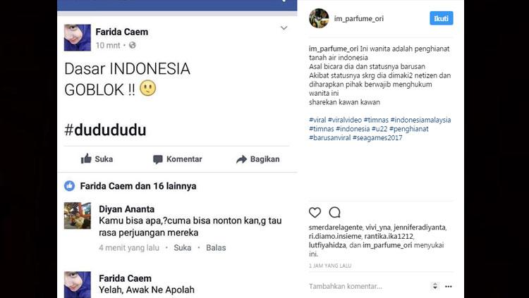 Farida Caem, cewek yang hina timnas di media sosial Copyright: Instagram/im_parfume_ori