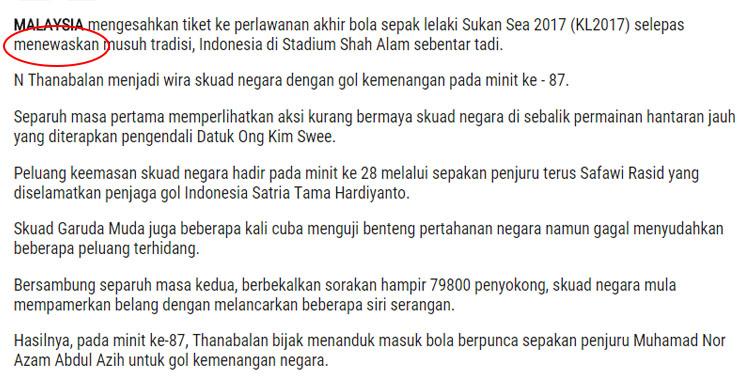 Malaysia tundukkan Indonesia Copyright: sinarharian.com