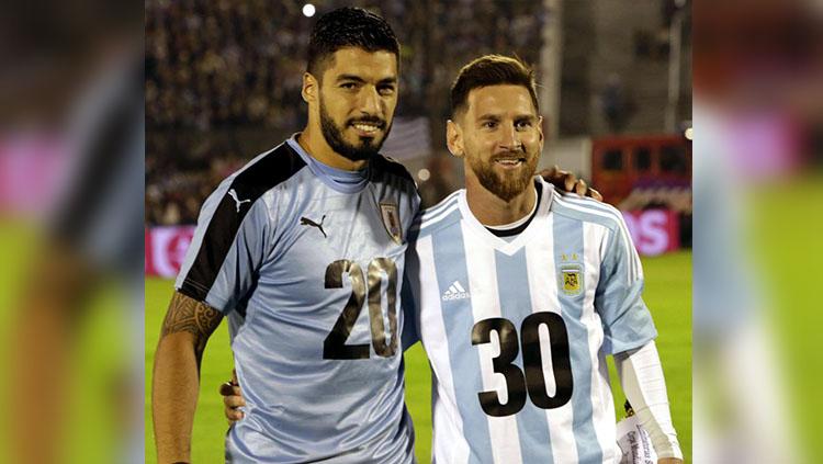 Luis Suarez dan Lionel Messi. Copyright: INDOSPORT