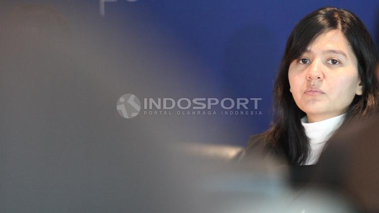 Sekretaris Jenderal PSS, Ratu Tisha dalam jumpa konferensi pers. Copyright: Herry Ibrahim/INDOSPORT