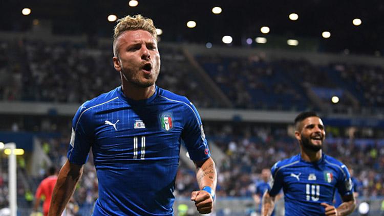 Kemenangan Italia ditentukan oleh gol dari Ciro Immobile. Copyright: Getty Image