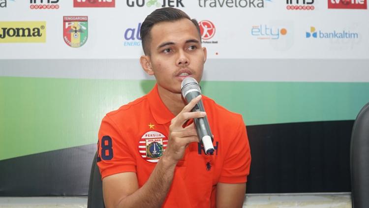 Rezaldi Hehanusa dalam jumpa pers. Copyright: Tim Media Persija