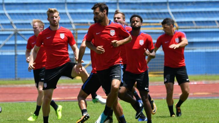 Skuat Timnas Amerika Serikat dalam sesi latihan. Copyright: INDOSPORT